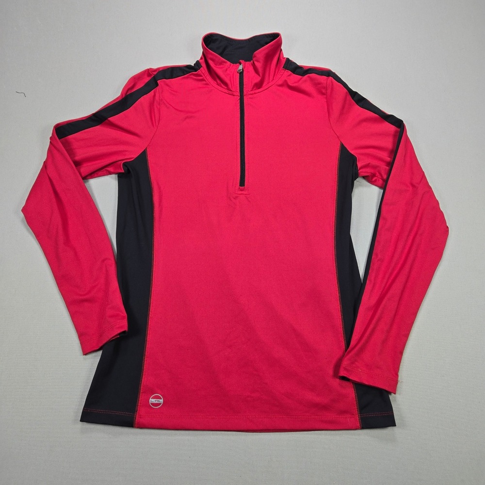 Lauren Ralph Lauren Womens Activewear 1/4 Zip Pullover Top Red Black Size M‎